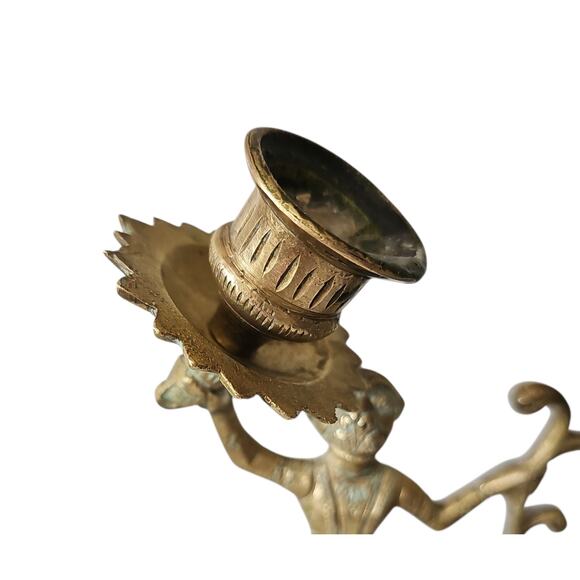 Vintage Brass Monkey Taper Candle Holder Clawfoot Feet Whimsical MCM Art Deco - Picture 4 of 13